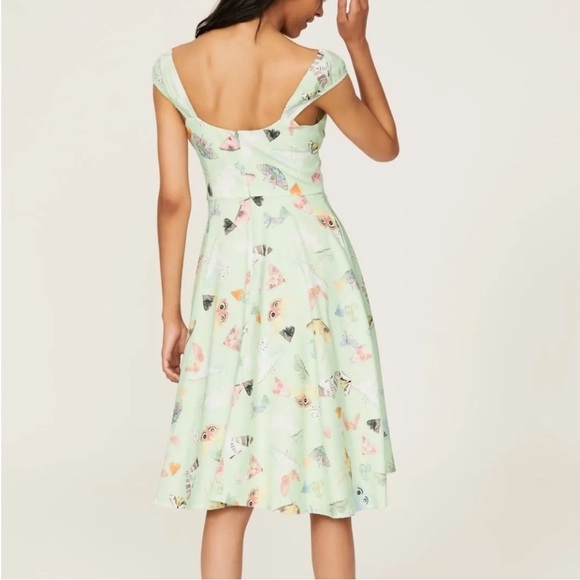 Hutch Mint Green Butterfly Print Flowy Midi Dress Fairycore Cottagecore Spring - Picture 3 of 16